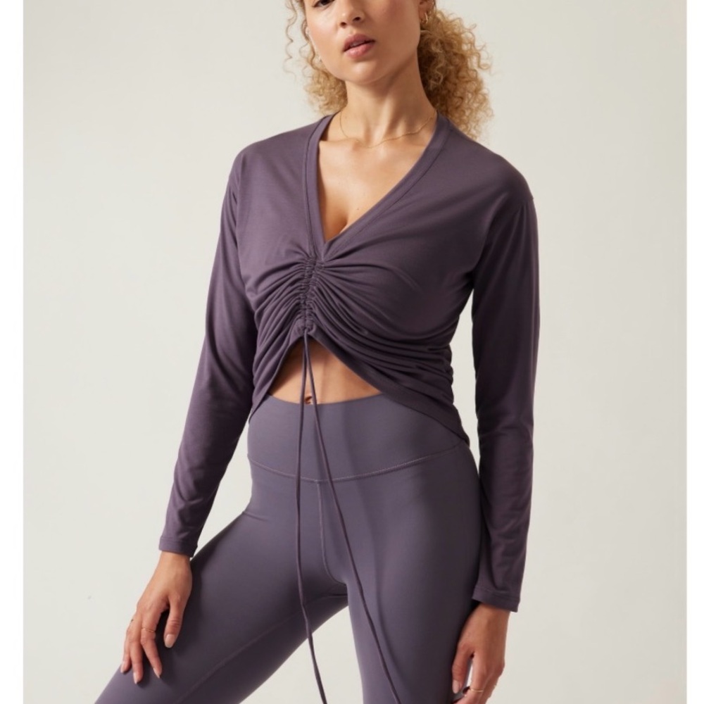 Athleta Purple Long Sleeve Ruched Top